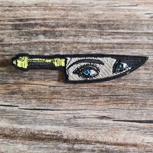 Knife With Pop Art Pin Up Eyes Gothic Embroidered Iron on Patch
